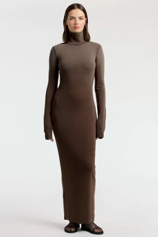 COTTONCITIZEN Dresses + Skirts<Verona Turtleneck Maxi Dress ChocolateCast