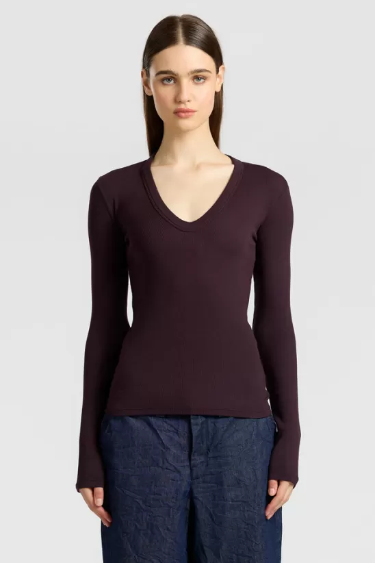 COTTONCITIZEN Shirts<Verona U-Neck Shirt Eggplant